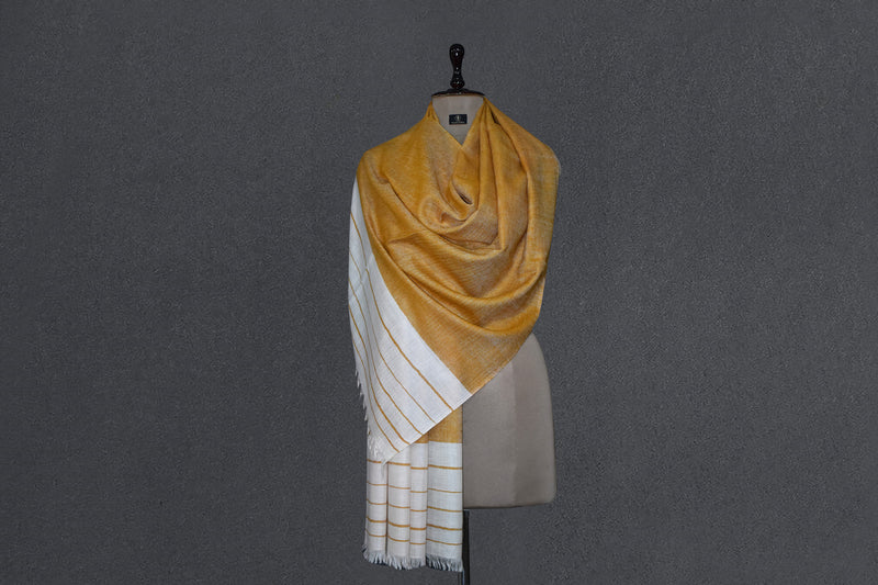 Pashmina handwoven yellow stole 28x80 inch