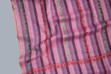 hand Embroidered womens pink stripe shawl 40"x80"