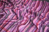 hand Embroidered womens pink stripe shawl 40"x80"