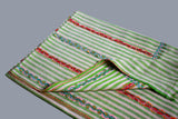 hand Embroidered womens green stripes shawl 40"x80"