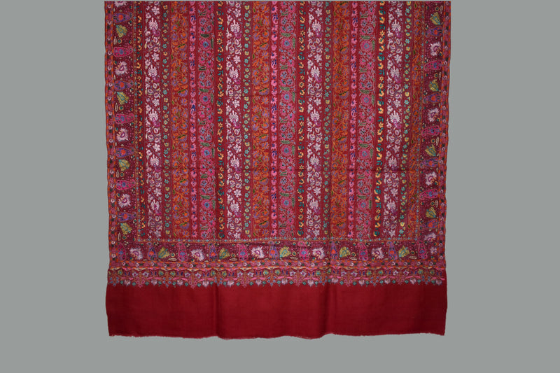 Pashmina handmade hand embroidered red shawl