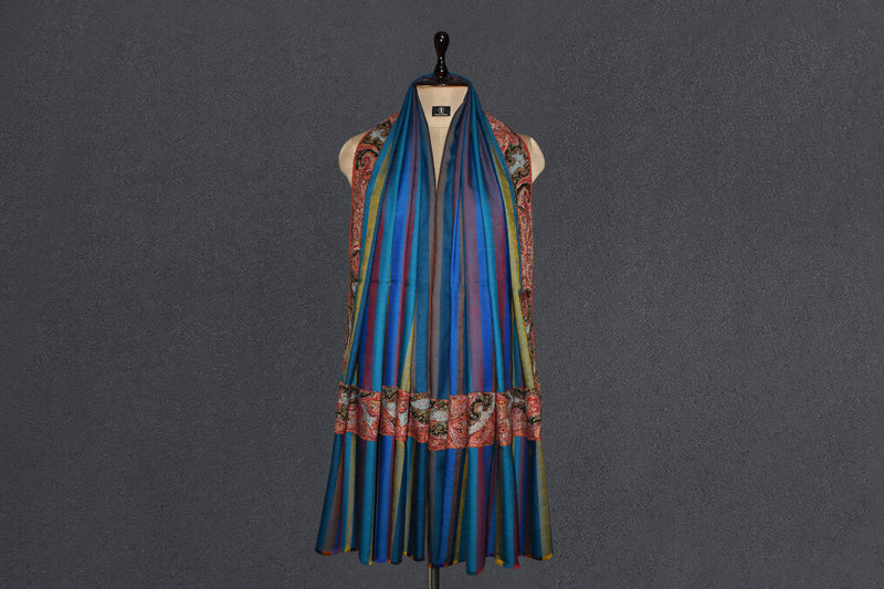 Antique pashmina trim shawl 40x80 inch