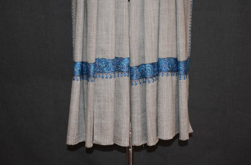 cashmere embroidered fine wool stole  28x80 inch