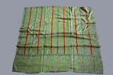 hand Embroidered womens green stripes shawl 40"x80"