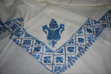 white hand embroidered shawl fine wool 40x80 inch
