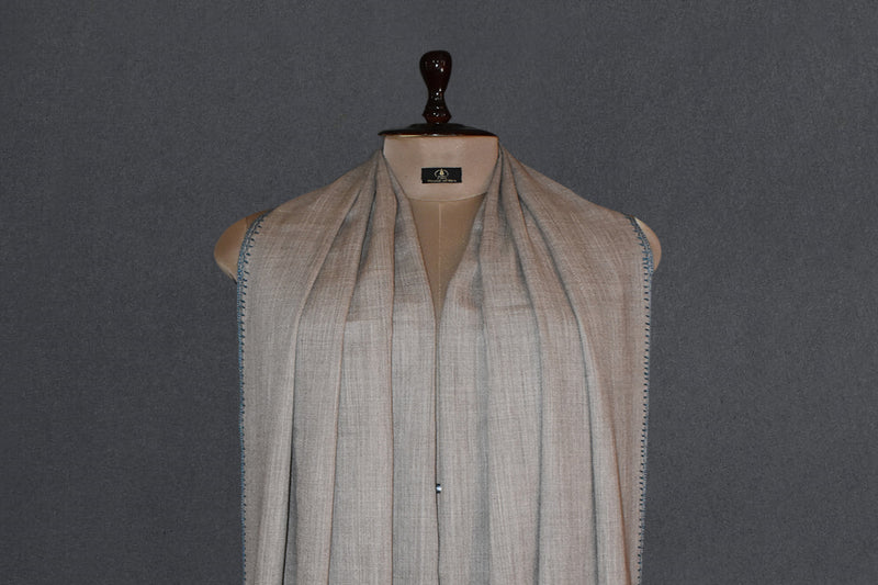 cashmere embroidered fine wool stole  28x80 inch