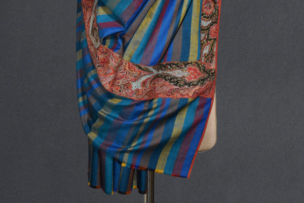 Antique pashmina trim shawl 40x80 inch