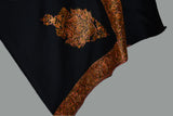 Fine wool Embroidered black shawl 40'x80'