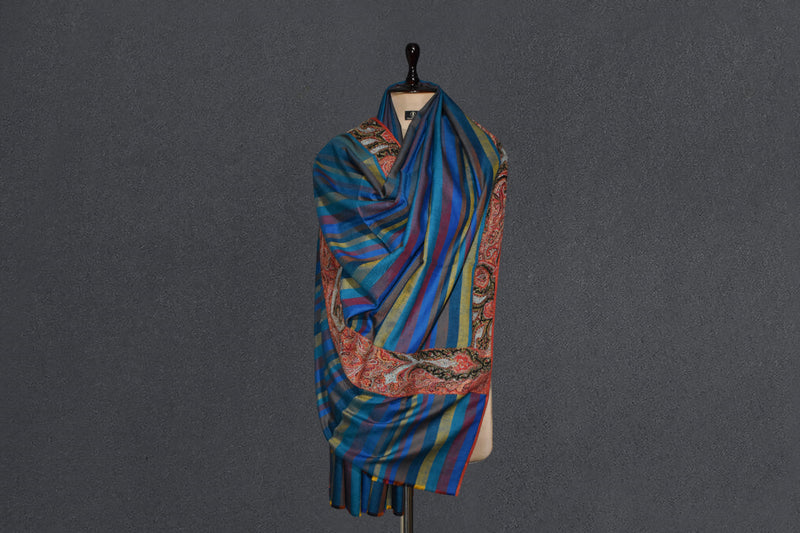 Antique pashmina trim shawl 40x80 inch