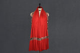 Antique pashmina trim red shawl 40x80 inch