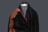 Antique pashmina trim shawl black 40x80 inch