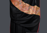 Antique pashmina trim shawl black 40x80 inch