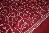 Embroidered fine wool black jall stole 28x80 inch