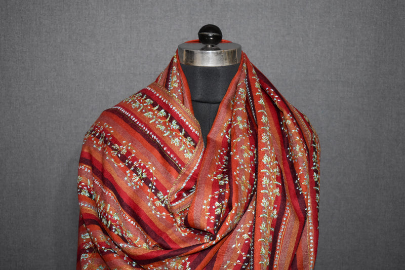Embroidered fine wool stole khatras 28x80 inch