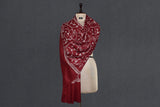 Embroidered fine wool black jall stole 28x80 inch