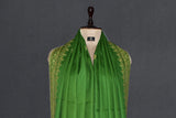 Green hand embroidered shawl fine wool 40x80 inch