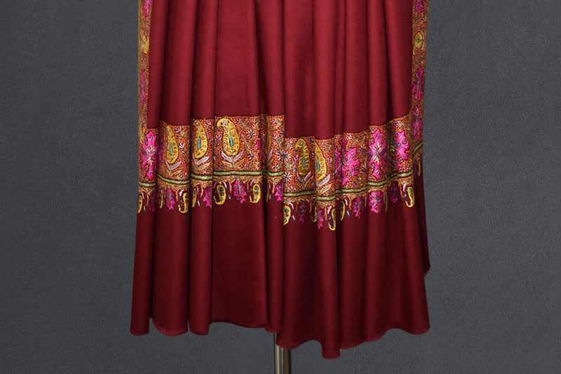 Embroidered pashmina maroon shawl 40X80 inch