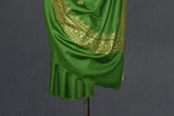 Green hand embroidered shawl fine wool 40x80 inch