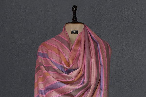 Hand woven pashmina stripe shawl 40x80 inch NOOR