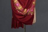 Embroidered pashmina maroon shawl 40X80 inch