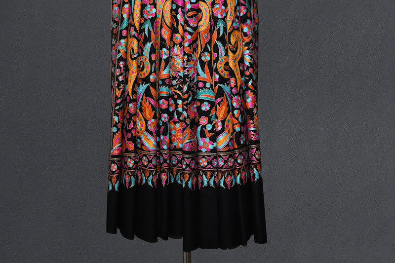 hand embroidered pashmina black shawl 40X80 inch