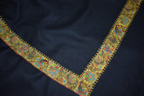 Cashmere hand embroidered black trim shawl 40X80 inch