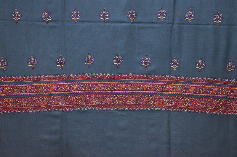 Pashmina hand embroidered grey shawl  40x80 inch