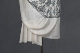 Pashmina hand embroidered white paldar shawl  40x80 inch