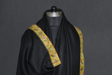 Cashmere hand embroidered black trim shawl 40X80 inch