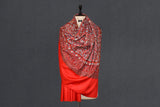 embroidered pashmina red jammawar shawl 40X80 inch