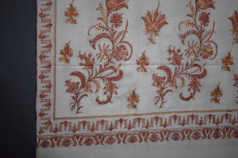Pashmina hand embroidered shawl designdar 40x80 inch