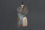Embroidered fine wool beige stole 28x80 inch