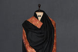 Pashmina hand embroidered black paldar shawl  40x80 inch