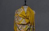 Pashmina hand embroidered mustard shawl  40x80 inch