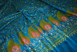 embroidered pashmina green designdar shawl 40X80 inch