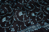 Embroidered fine wool black stole 28x80 inch