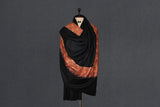 Pashmina hand embroidered black paldar shawl  40x80 inch