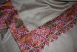 Pashmina hand embroidered beige paldar shawl  40x80 inch