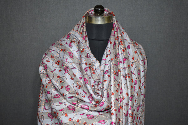 Fine wool Embroidered shawl Designdar 40x80 inch