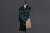 Embroidered fine wool black stole 28x80 inch