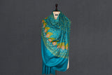embroidered pashmina green designdar shawl 40X80 inch