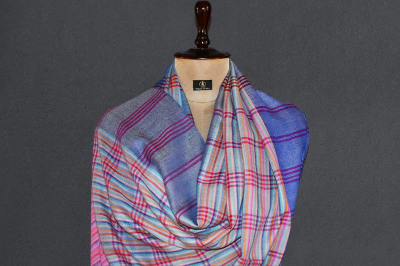 Pashmina check stole handwoven 28x80 inch