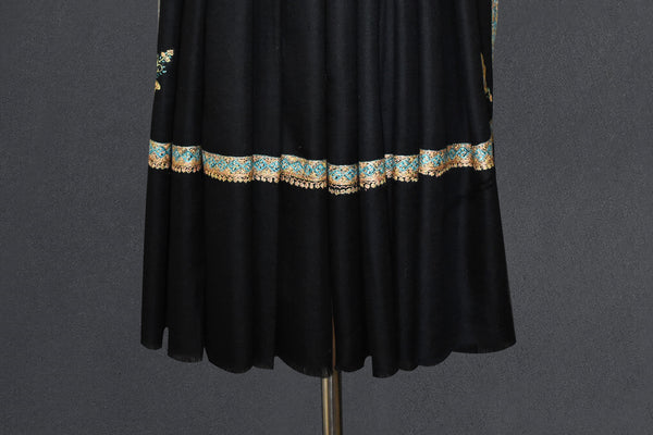embroidered pashmina black shawl 40X80 inch