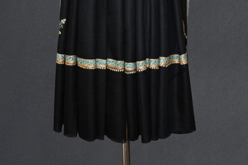 embroidered pashmina black shawl 40X80 inch