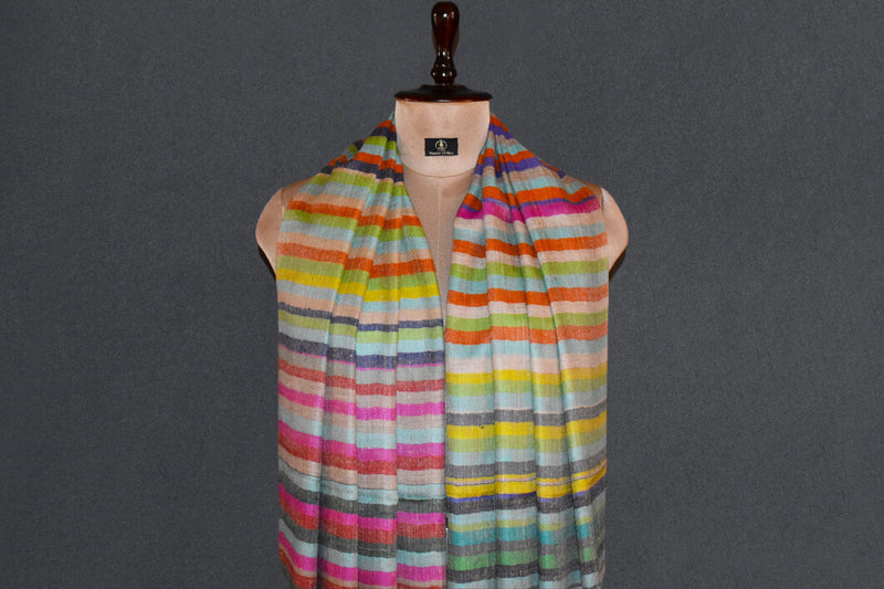 Pashmina check stole handwoven 28x80 inch