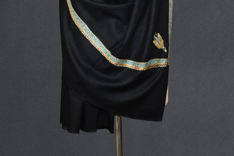 embroidered pashmina black shawl 40X80 inch