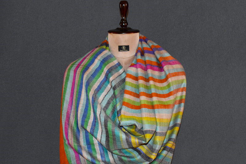 Pashmina check stole handwoven 28x80 inch