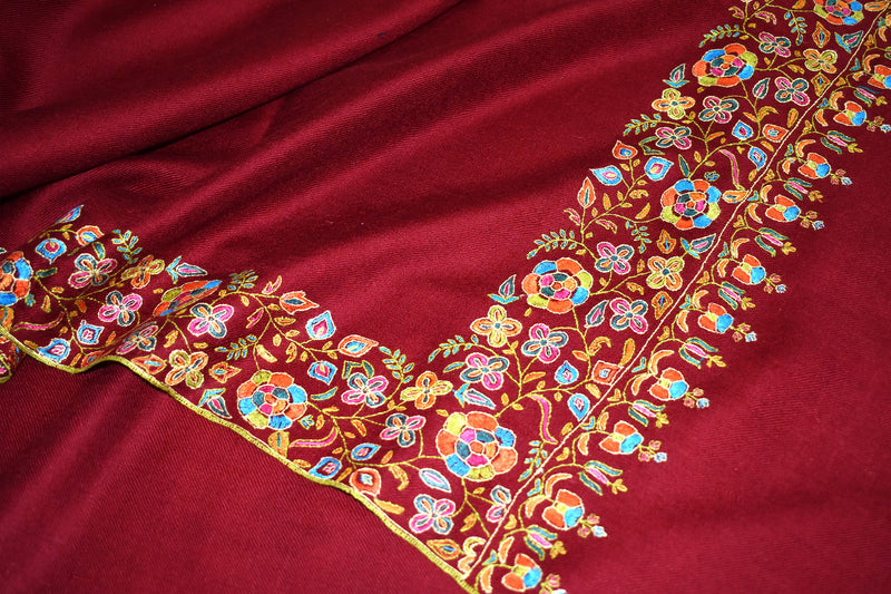 Pashmina Hand embroidered dordar shawl 40X80 inch