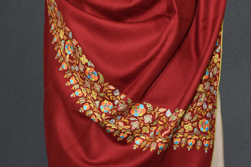 Pashmina Hand embroidered dordar shawl 40X80 inch