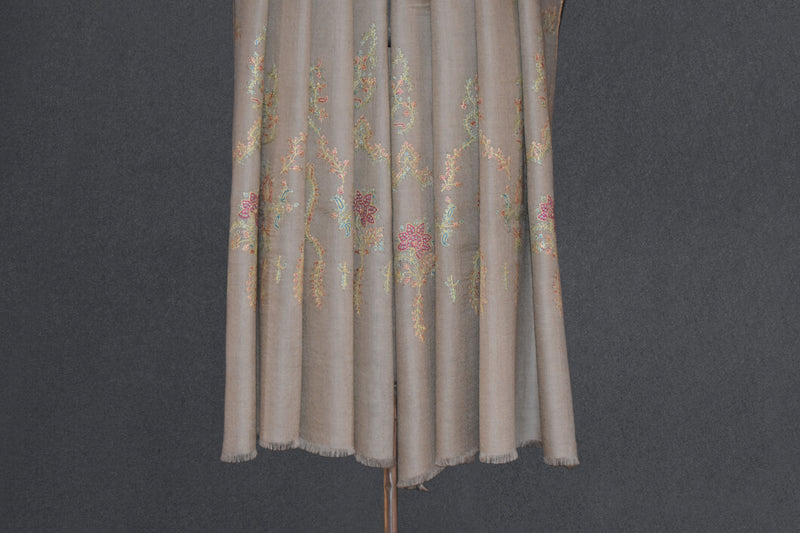 Cashmere embroidered stole 28x80 inch